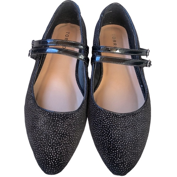 torrid Shoes - TORRID black velvety sparkle mary jane flats size 10WW
